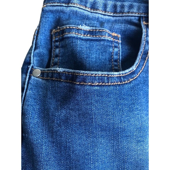 LUXE MODA Chic Embellished Denim Jeans Straight Size‎ 10 Beads Feather Med Wash - Picture 10 of 10